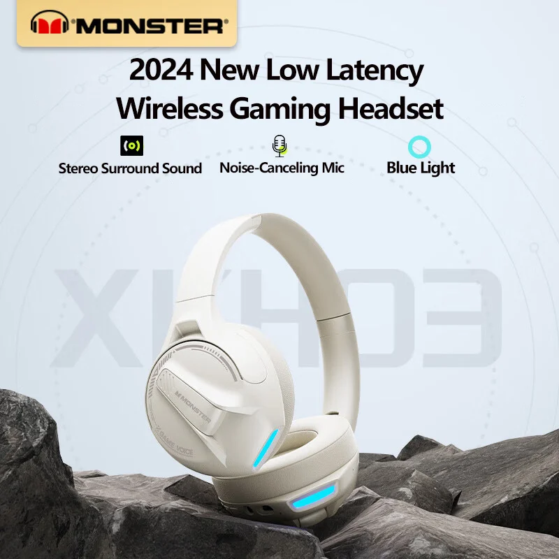 Monster XKH03 Wireless Bluetooth Headset Foldable Noise Cancelling Gaming Headphones Ultra-Long Battery Life Earphones With Mic