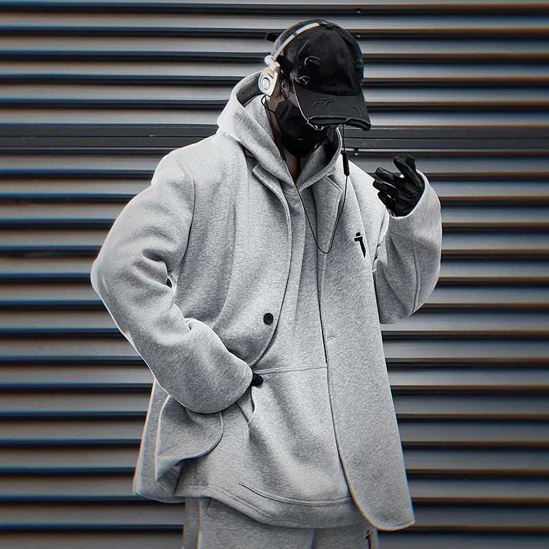 11 BYBB'S DARK Hip Hop Gray Loose Suit Coats Men Women Streetwear Solid Color Jacket Coats 2024 Harajuku Techwear Men clothing