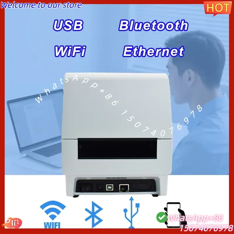 2026 4Inch Ribbon Printer Wireless Bluetooth WiFi USB Lan Thermal Shipping Transfer Label Printer for Small Business