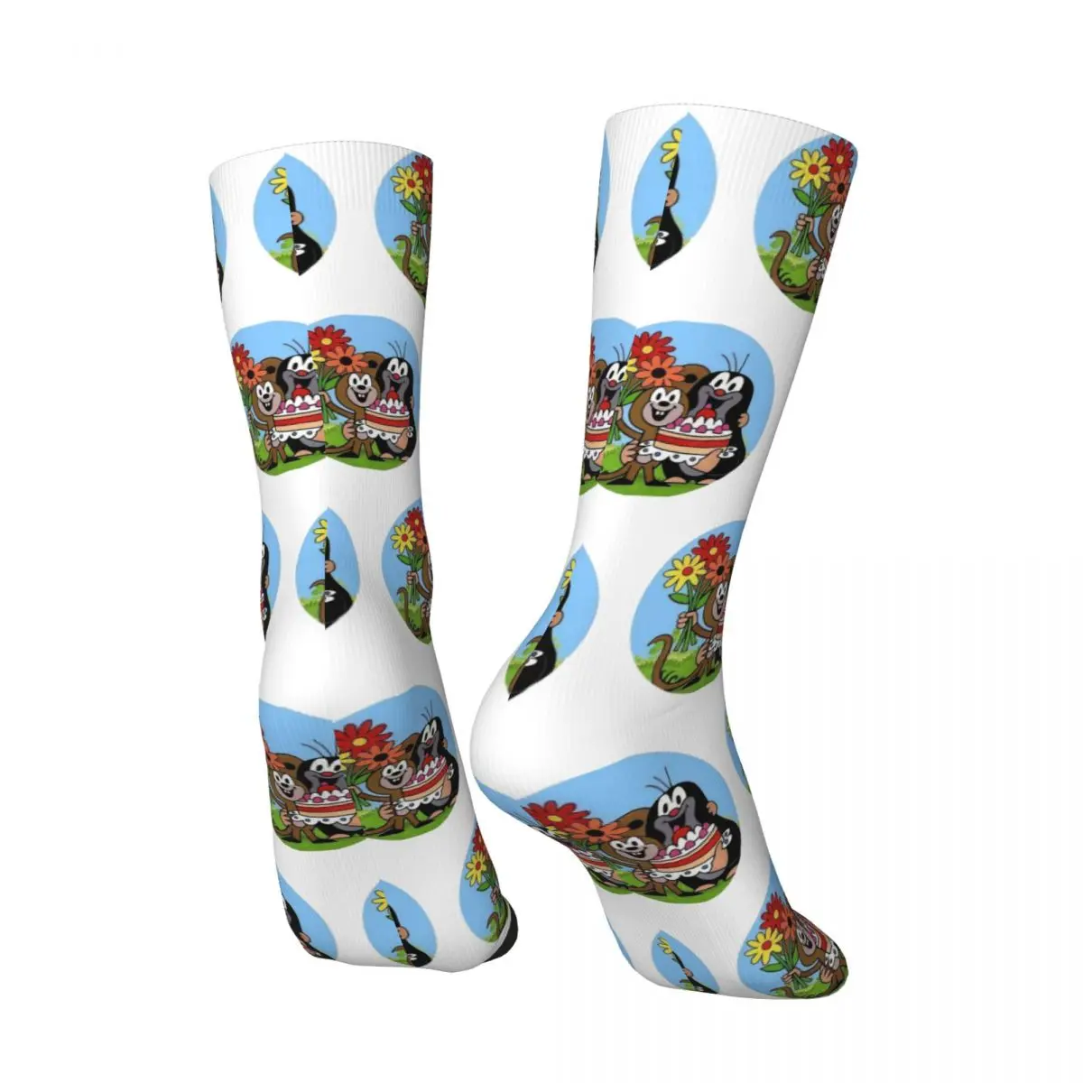 Funny Men's compression Socks Happy Birthday Retro Harajuku Krtek The Mole Street Style Novelty Pattern Crew Crazy Sock Gift