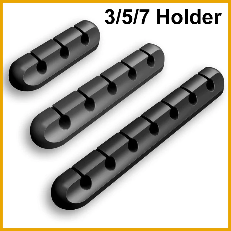 3/5/7 Holder Silicone USB Cable Organizer USB Charging Cable Winder Desktop Tidy Management Clips For Mouse earphone Accessories