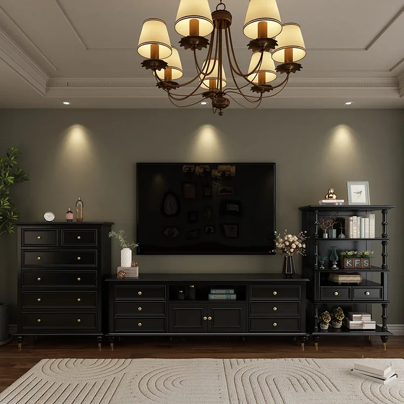 American Vintage Tv Cabinet Luxury Design Floor Drawer Classic Tv Cabinet Aesthetic Retro Móveis Para Sala Furniture Living Room