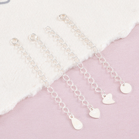 1pc S925 sterling silver heart round teardrop closing chain versatile universal diy necklace bracelet adjustable extension chain