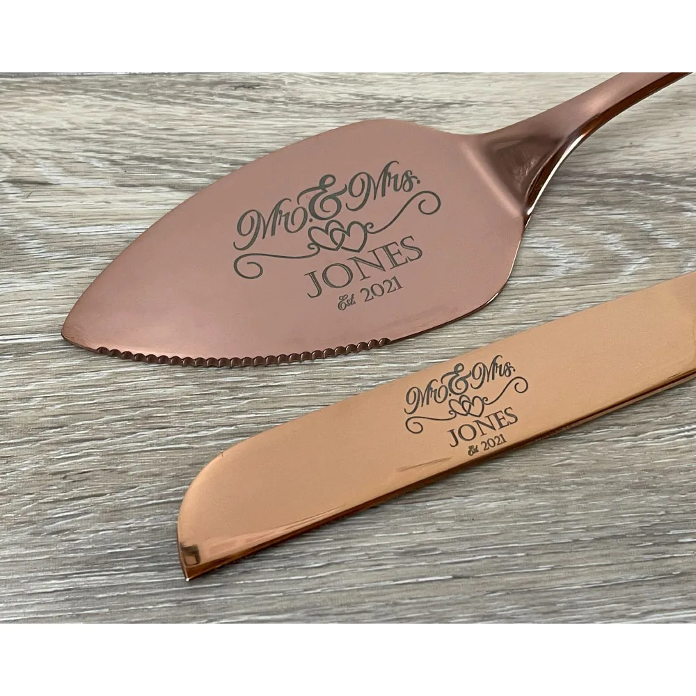 Personalized Cake Cutting Knife Set For Wedding Party Wedding Souvenirs Cake Cutting Knife Gift Laser Engraved Anniversary Cake