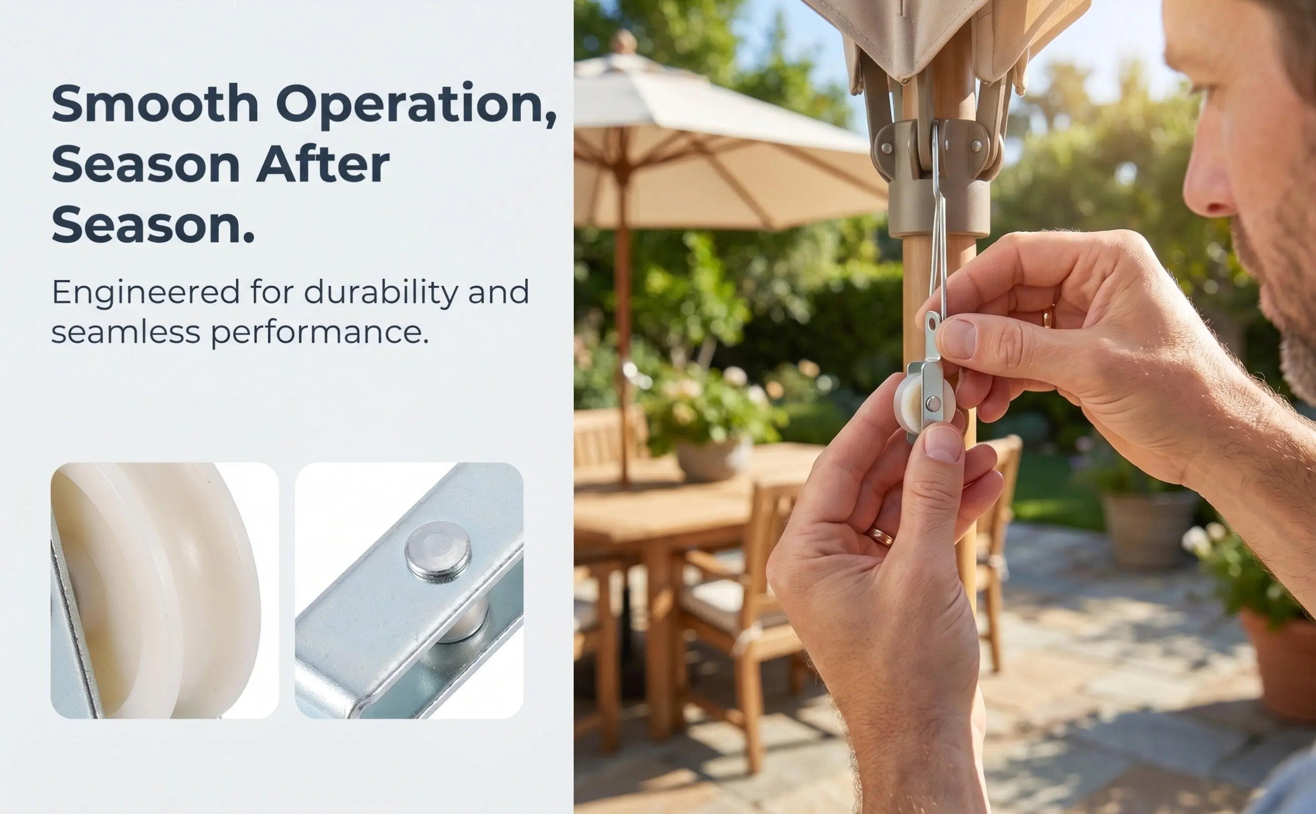 4Pack Umbrella Rope Pulley Repair Kit Outdoor Sliding Door Single Wheel Replacement Patio Umbrella Parts Parasol Canopy Repair