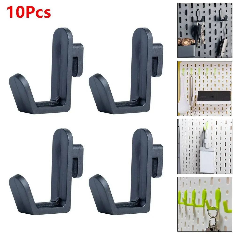 10Pcs Storage Rack Organizer Hole Board Hook J Shape Wall Mount Oblique Hanger Hardware Tool Utility Locking Kit Pegboard Hook