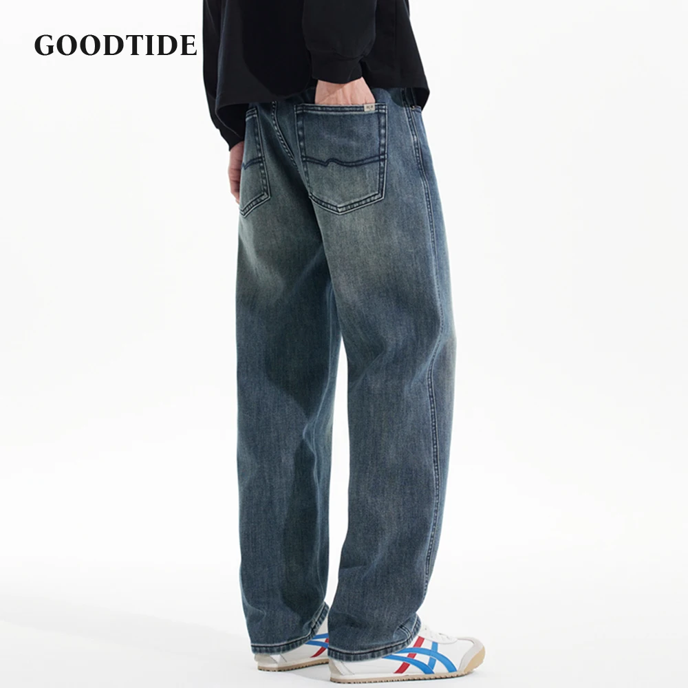 

Fashion Men's American Retro Washed Straight Jeans 2025 Autumn New Loose Embroidery Pattern High Street Comfortable Casual Pants