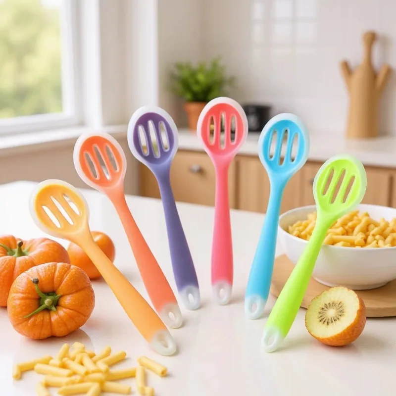 High Temperature Resistant Silicone Spoon Dense Kitchen Seasoning Ladle Tableware Source Factory Silicone Spatula for Cooking