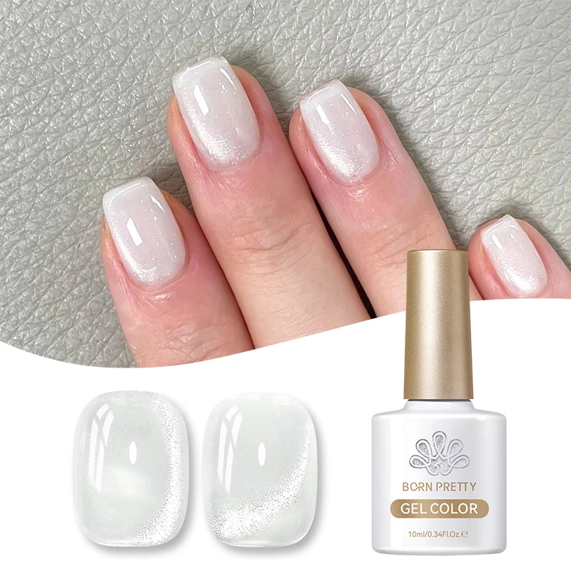 BORN PRETTY 10 ml Milky Jelly White Cat Magnetic Gel Glitter Ultra Shine Semi Permanent Soak Off UV Gel Maniküre Nail Art Lack