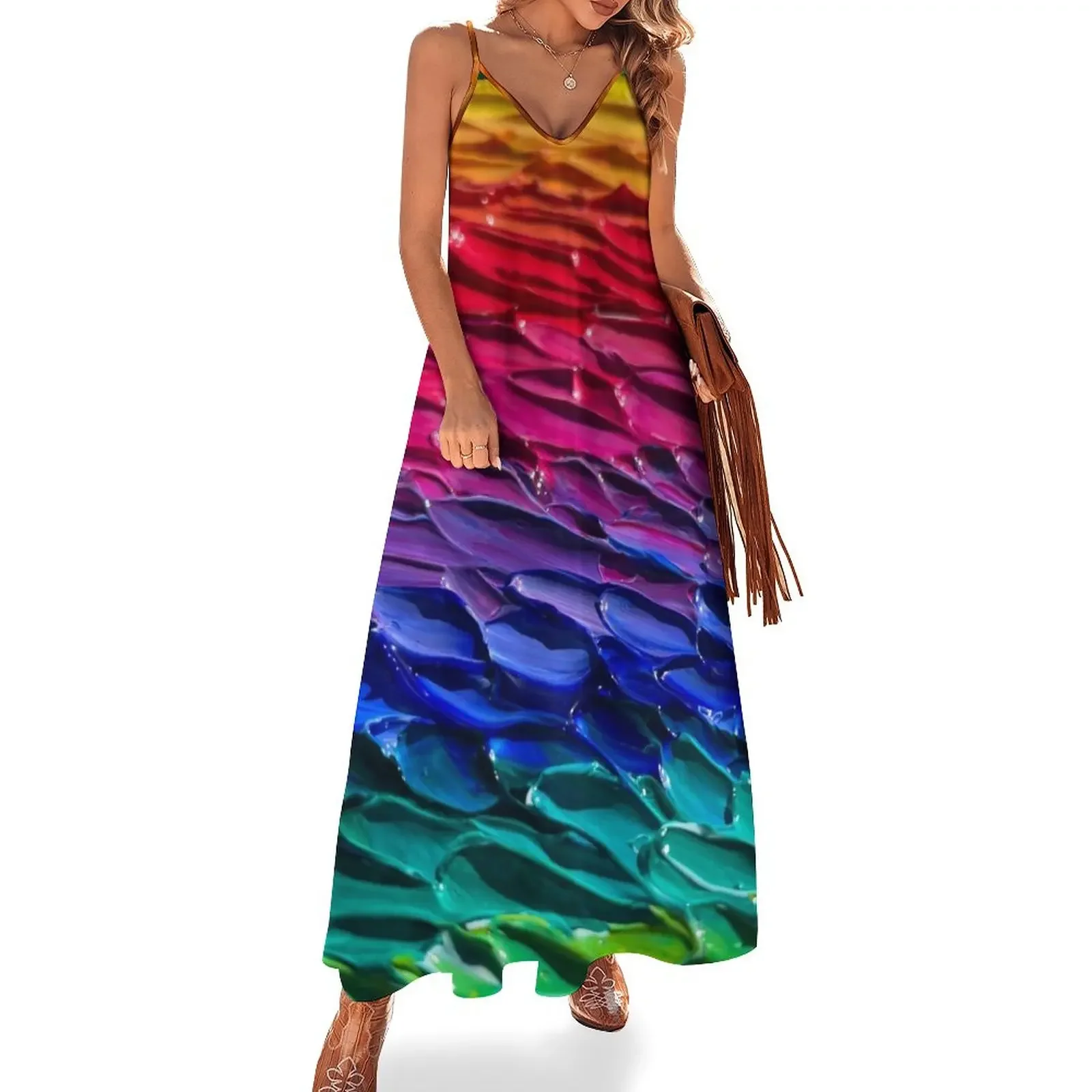 

Waves of Color Sleeveless Dress elegant dresses plus sizes Women long dress