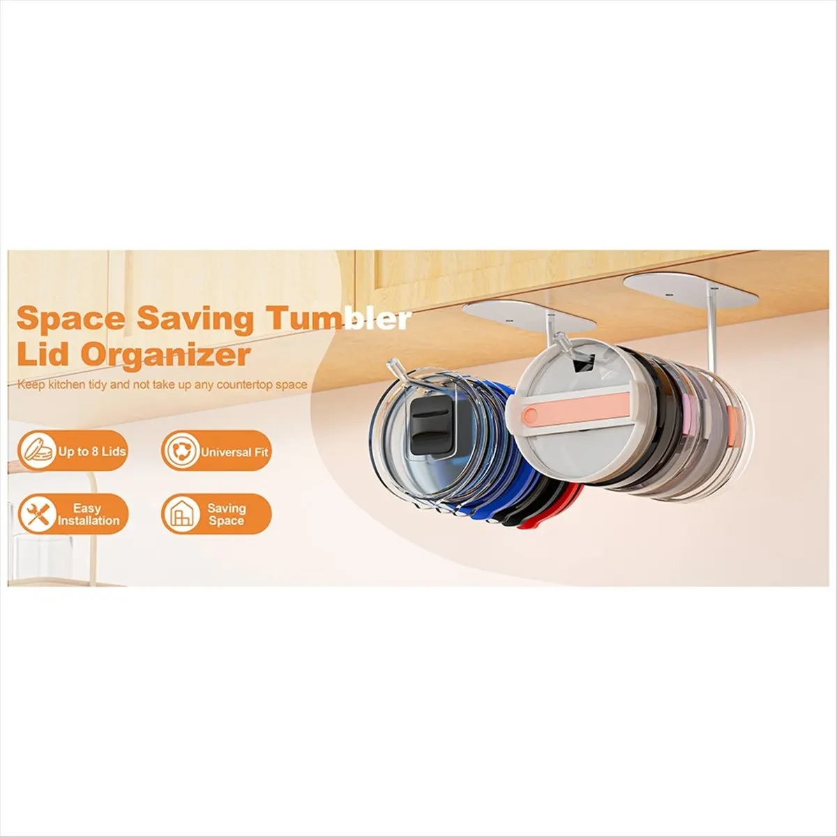 A56K Tumbler Lid Organizer, Space Saving Tumbler Lid Hook for Tumbler/ Tumbler/ Tumbler Lid
