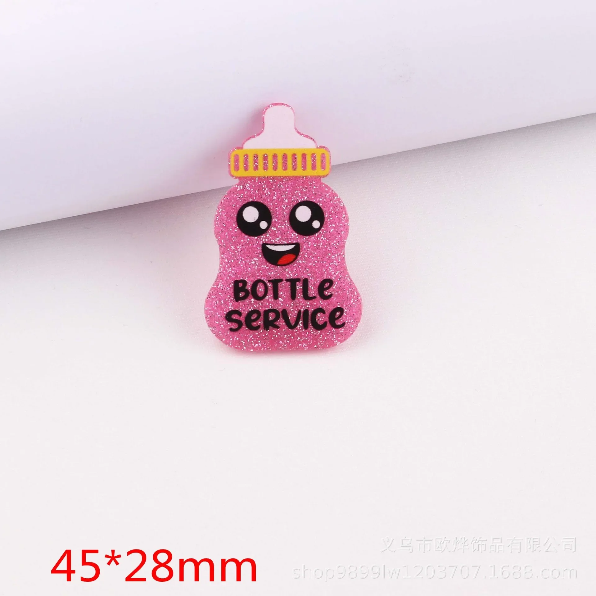 45MM Pink Glitter Acrylic Bottle Feeder Chaos Charms Epoxy Pedant Fit DIY ID Card Badge Holder Jewelry Making Doctor Nurse Gift