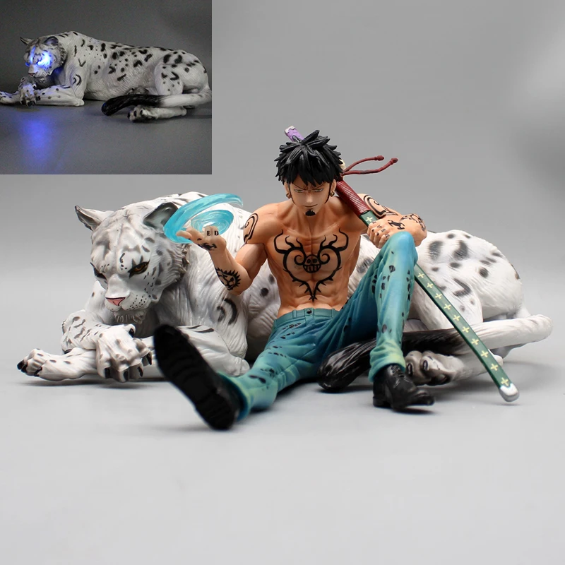 

11cm Anime One Piece Snow Leopard Figure GK Trafalgar Law Snow Leopard Action Figures with LED Pvc Collection Model Statue Toys