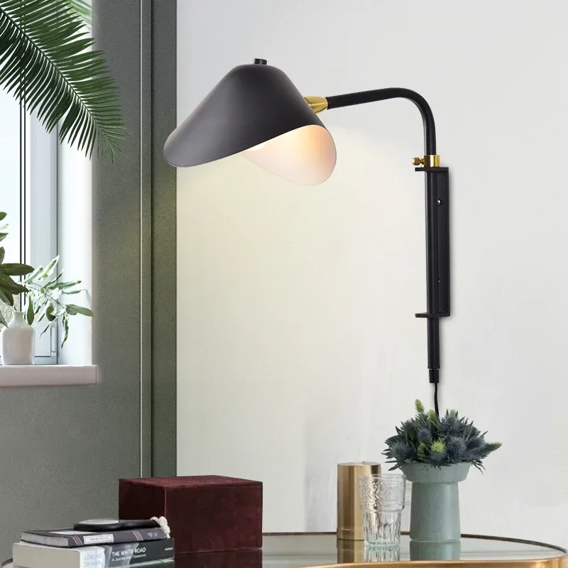 

Nordic industrial telescopic pole living room bedroom bedside study creative duckbill single head rotating wall lamp LX111202