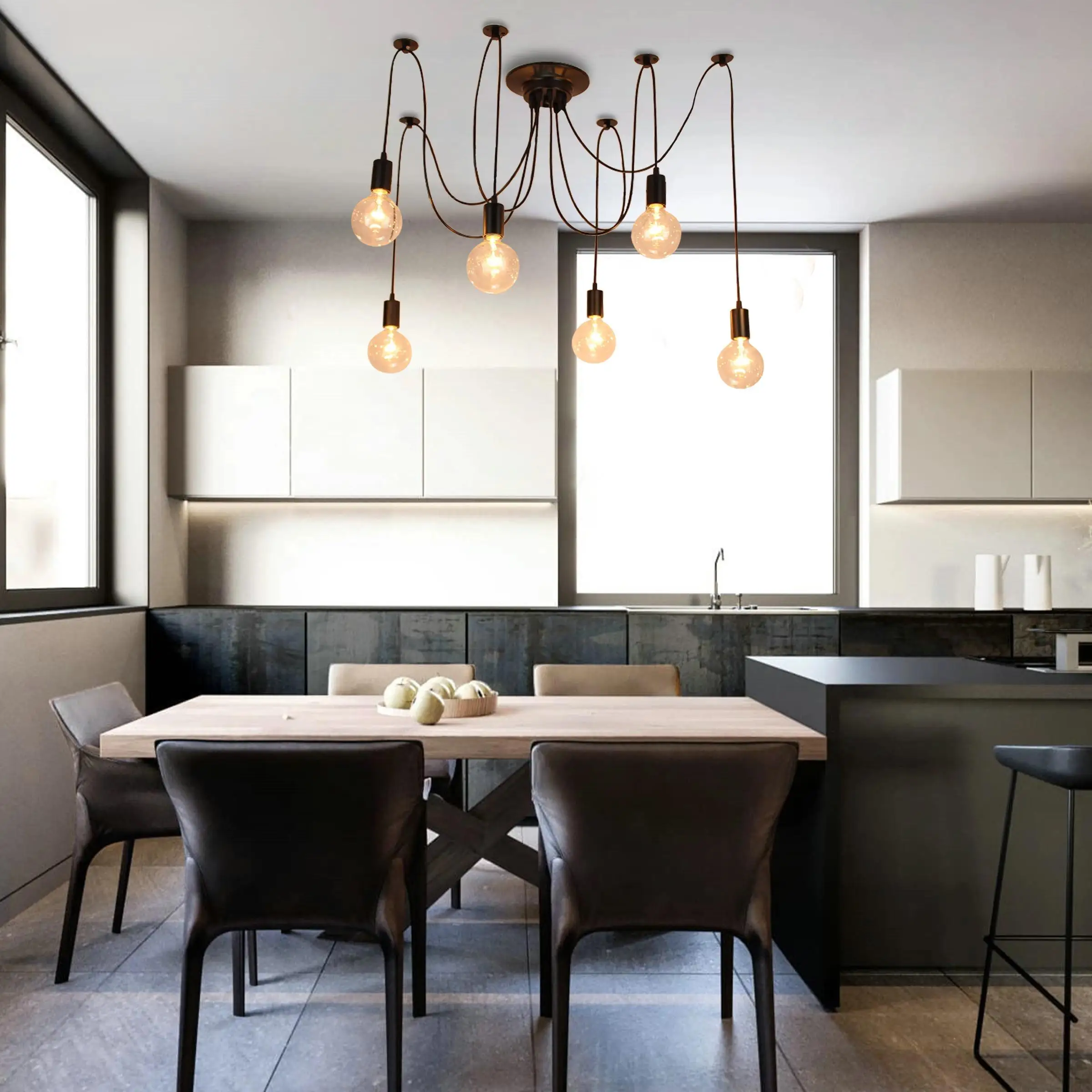 Retro 6-head Pendant Light Industrial Creative LED Spider Pendant Light Bulb Not Included For Bar Cafe, Restaurant Living RooM