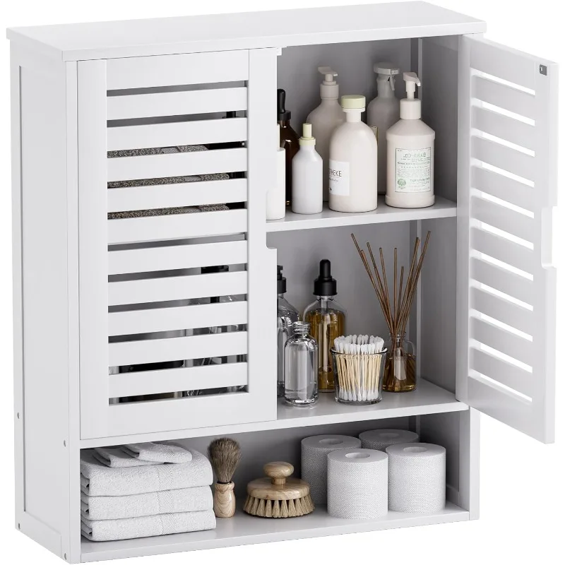 

Bathroom Cabinet Wall Mounted, Bamboo Over-The-Toilet Storage Organizer, Space Saver Medicine Cabinet