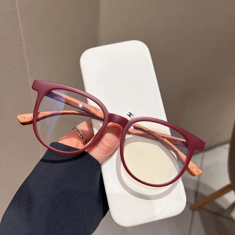 

New Fashion TR90 Anti Blue Light Glasses for Women Men Vintage Retro Square Glasses Elegant Wood Grain Square Optical Eyeglasses