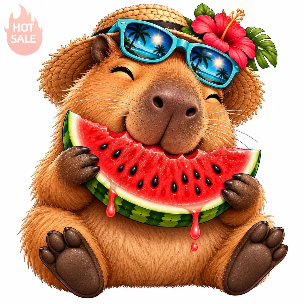 Capybara Watermelon Summer Vinyl Sticker Stylish Waterproof Sun Protection For Car Body And Rear Window Decal Vehicle Decor