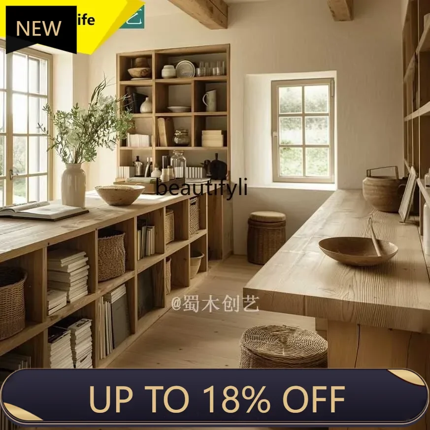 

P178 A57 Vintage Bar Table Sideboard Partition Storage Shelf Solid Wood Storage Organizer Tea Cabinet Bar Cabinet Living Room