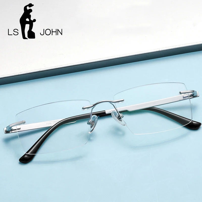 

Titanium Rimless Glasses Frames Men Ultralight Luxury Square Optical Prescription Eyeglasses Frames Males European Brand Eyewear