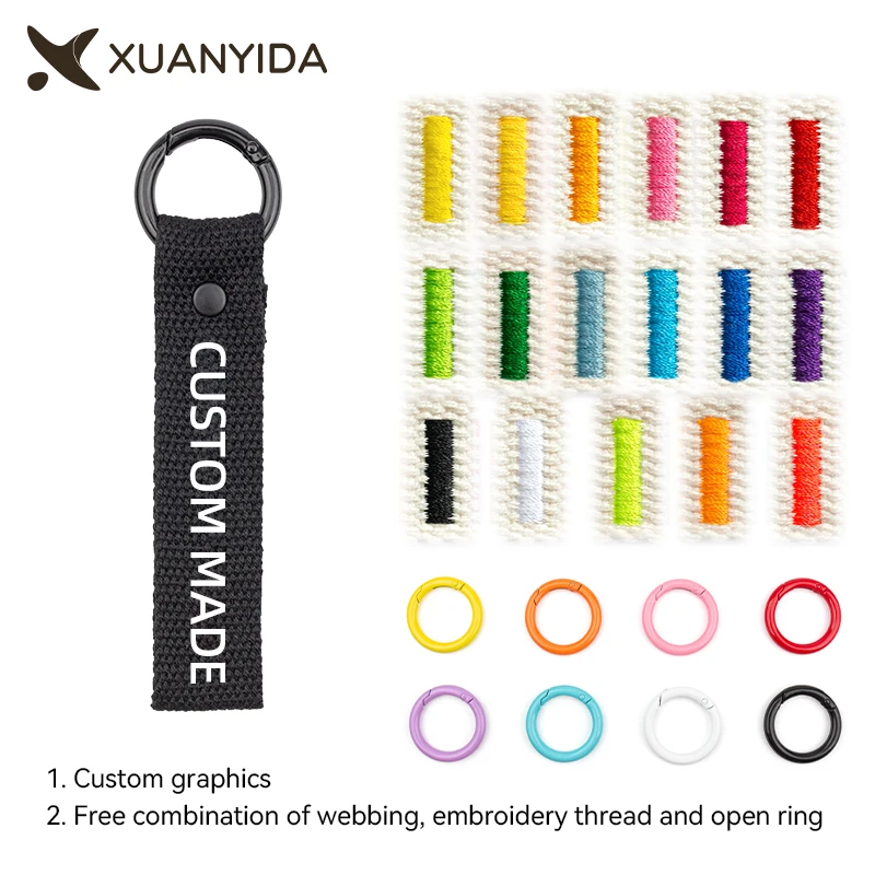 Xuanyida Personalized Webbing Keychain Motorcycle Keyring Embroidery Size 14*2.5cm Chains For Aviation Gifts