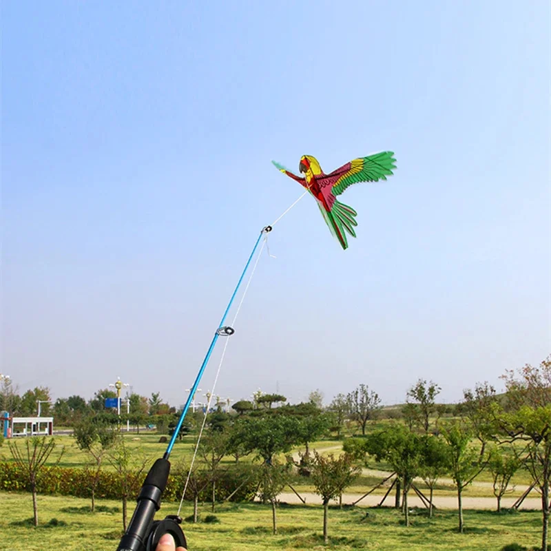 free shipping PE mini kites flying for children kite line 3d kite pocket kite for kids fishing rod dynamic wing eagle kite toys