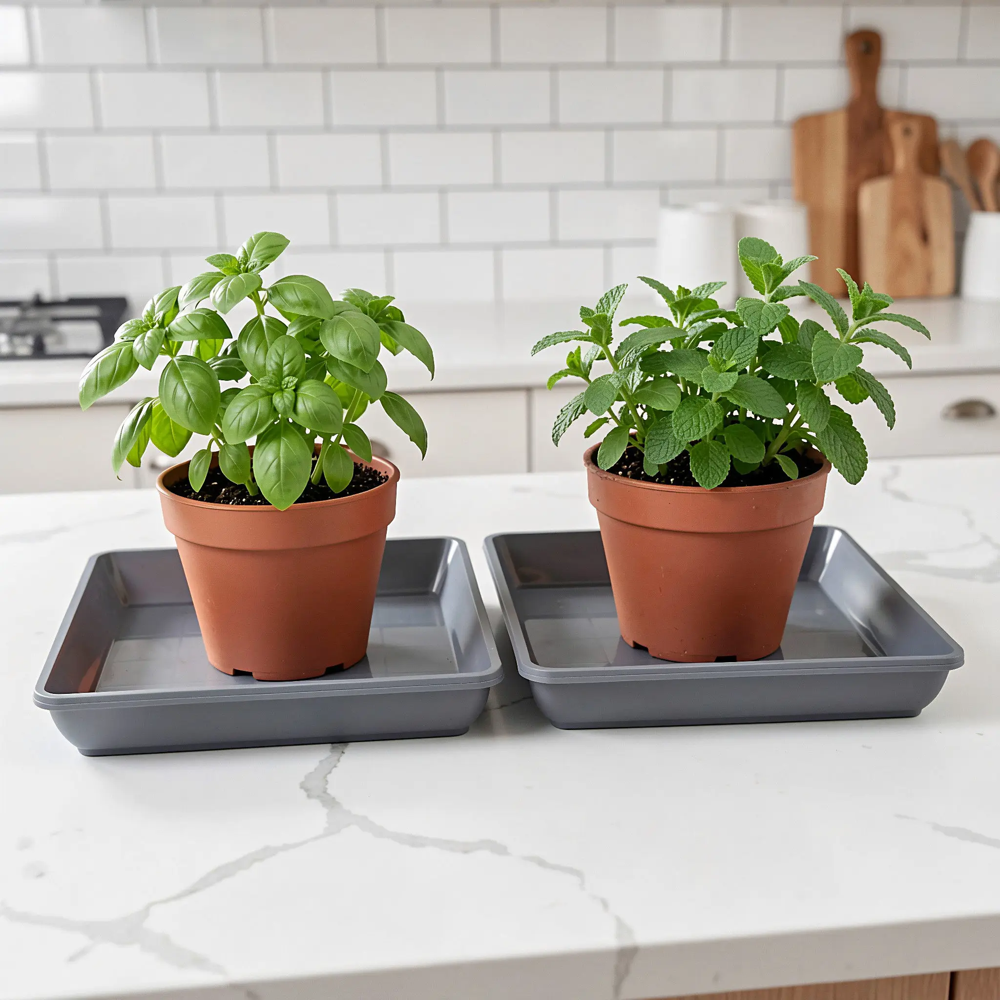 2Pcs Square Plastic Plant Pot Tray Thickened Saucer Base Plate Drip Catcher for Indoor Succulents Balcony Table