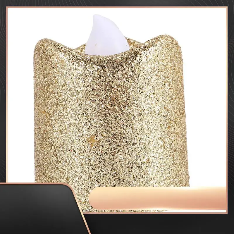 

24 Packs Gold Flameless Votive Candles Black Glitter LED Tealights Battery Operated Tea Lights Warm Yellow Light Holder