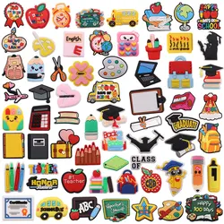 1PCS PVC Cartoon Shoe Charms Book Calculator Laptop Pen Sharpener Pencil Schoolbag Scissors Sandals Shoes Decoration Kids Gift