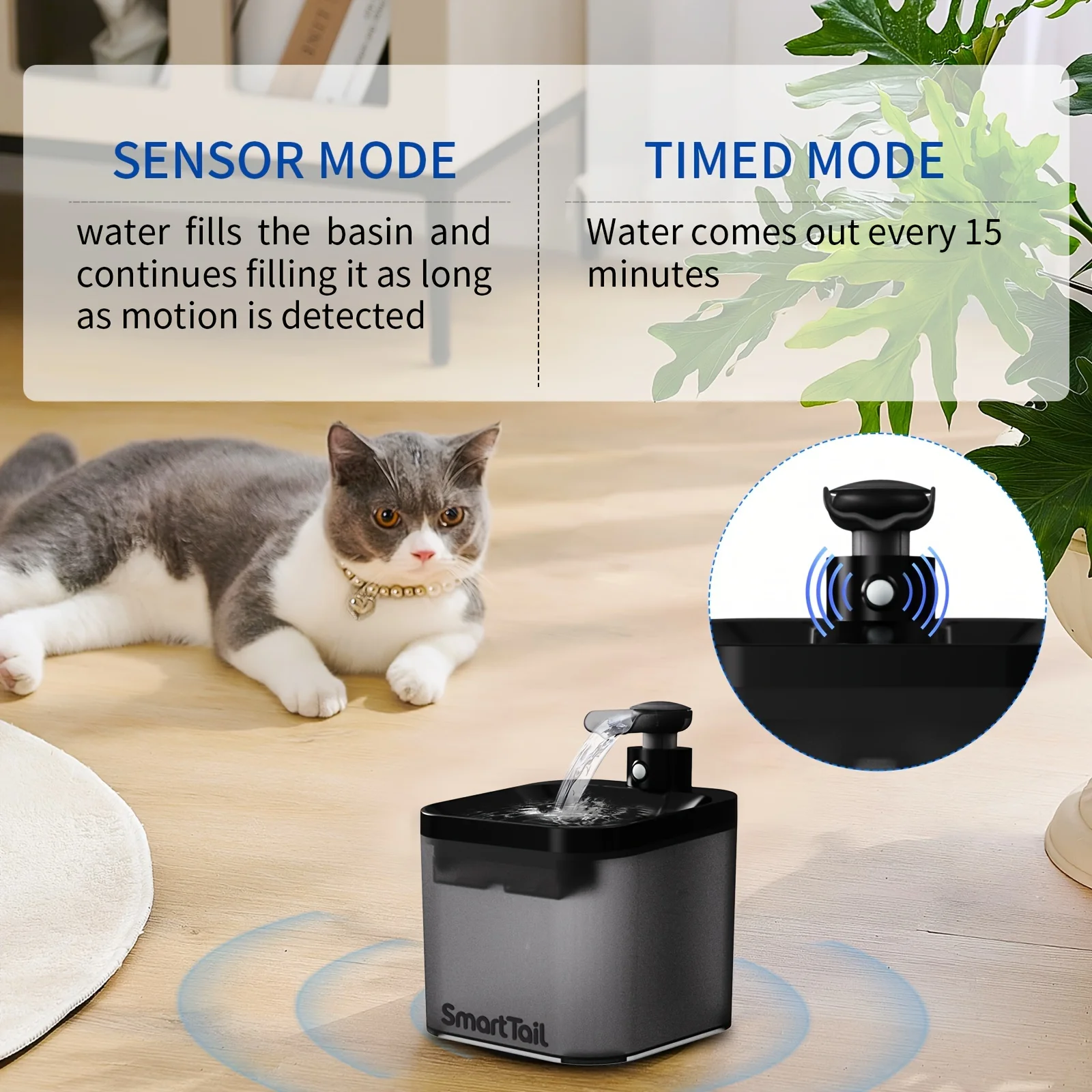 

Automatic Cycle Constant Temperature Heating Wireless Non Plug Intelligent Induction Pet Water Dispenser