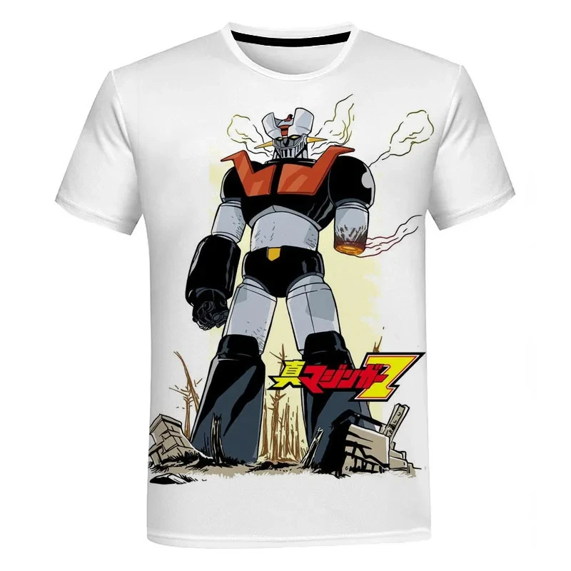 Men\'s Mazinger Z T-Shirts Summer Anime Robot 3D Print Streetwear Women Fashion Oversized Short Sleeve T Shirt Kids Tees Clothing