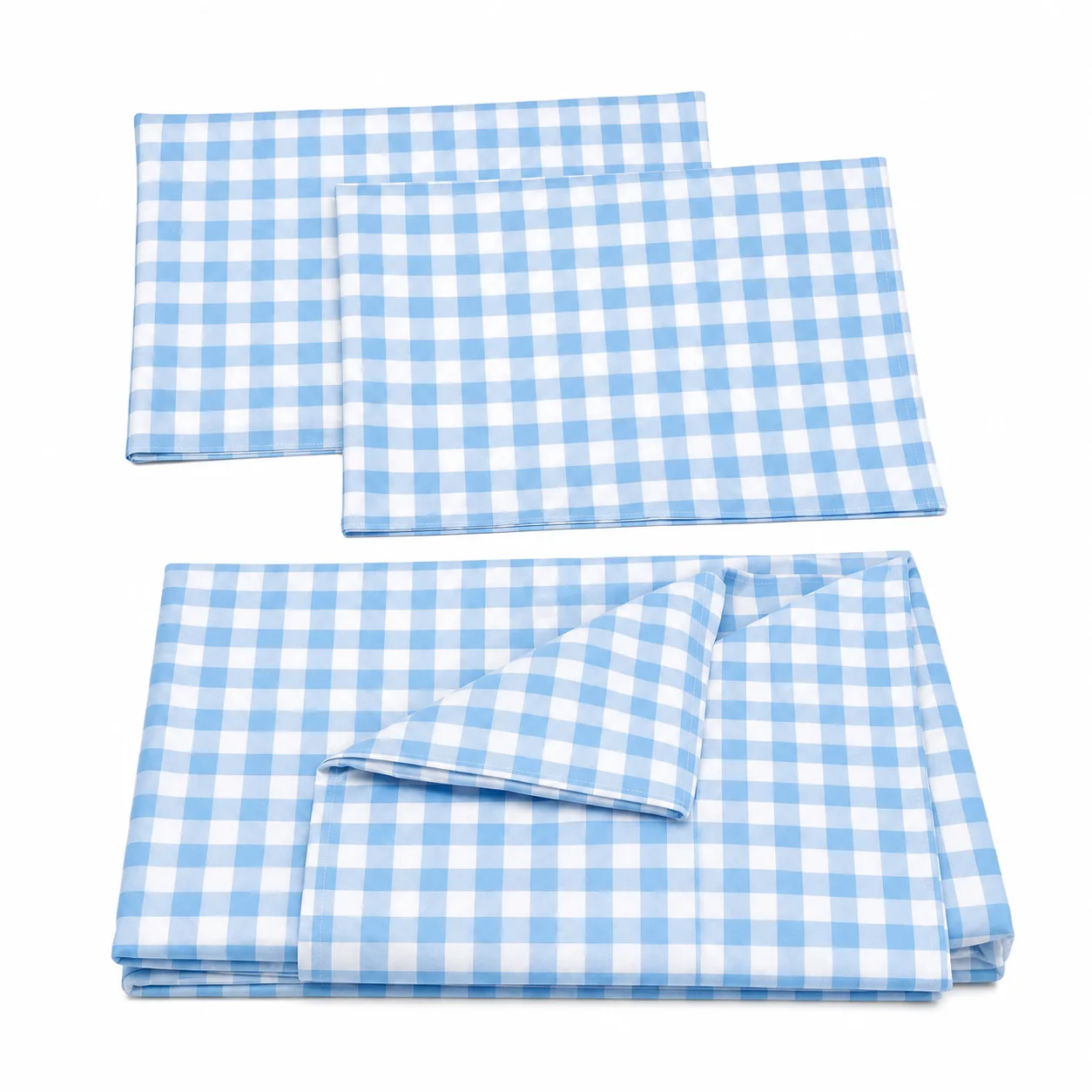 Ensemble de housse de couette à carreaux bleu clair et blanc 160x200 cm avec housse de couette et 2 taies d'oreiller pour la literie et la décoration de la maison