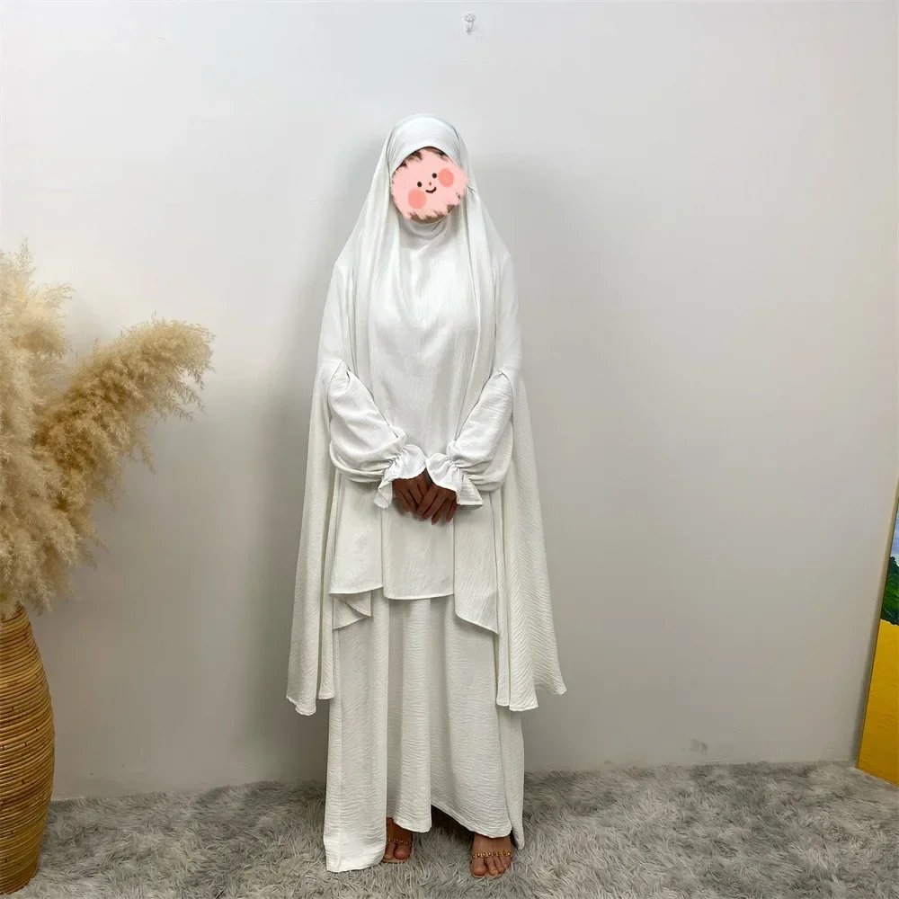 Ramadan Khimar Abaya saoudien 2 pièces ensemble turquie Islam musulman Hijab Robe vêtements de prière Abayas femmes Kebaya Robe Femme Musulmane