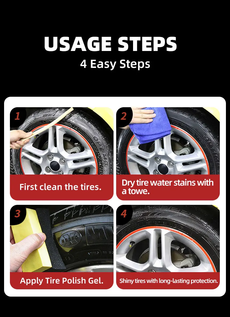 Reifenpflegegel und -conditioner für Autos, verbessert die Farbe und den Glanz der Reifen, verlängert die Lebensdauer der Reifen und schützt vor Rissen und Alterung. – Detail 10