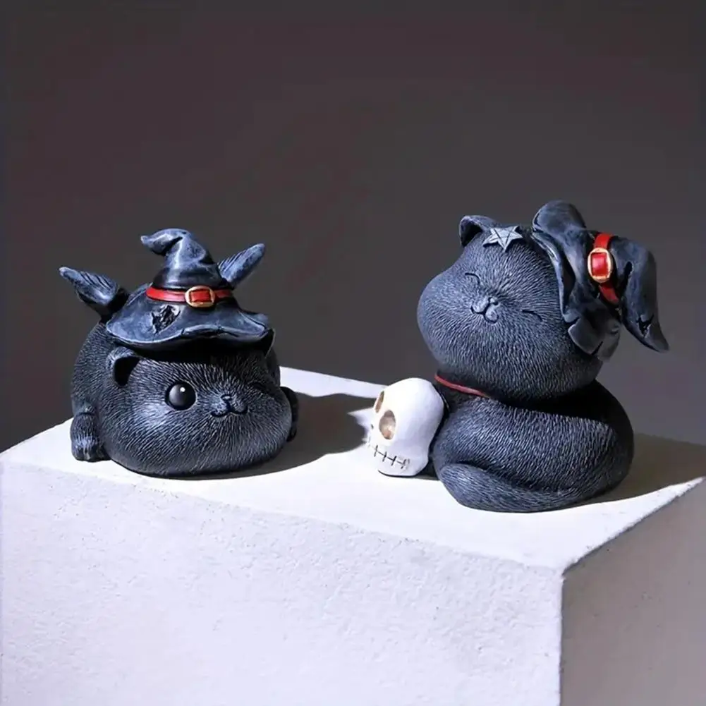 

Hand-painted Cat Statues Hand-painted Magician Cat Statue for Halloween Decor Collectible Cat Figurine Sculpture for Home Table