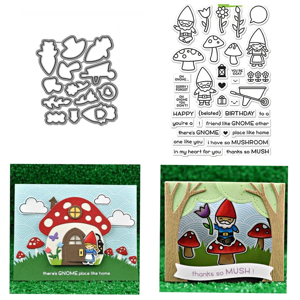 Christmas, Oh Gnome Stamp on the beach Clear Stamps or Metal Cutting Dies Hot For DIY Craft Making Card Scrapbooking Decoration