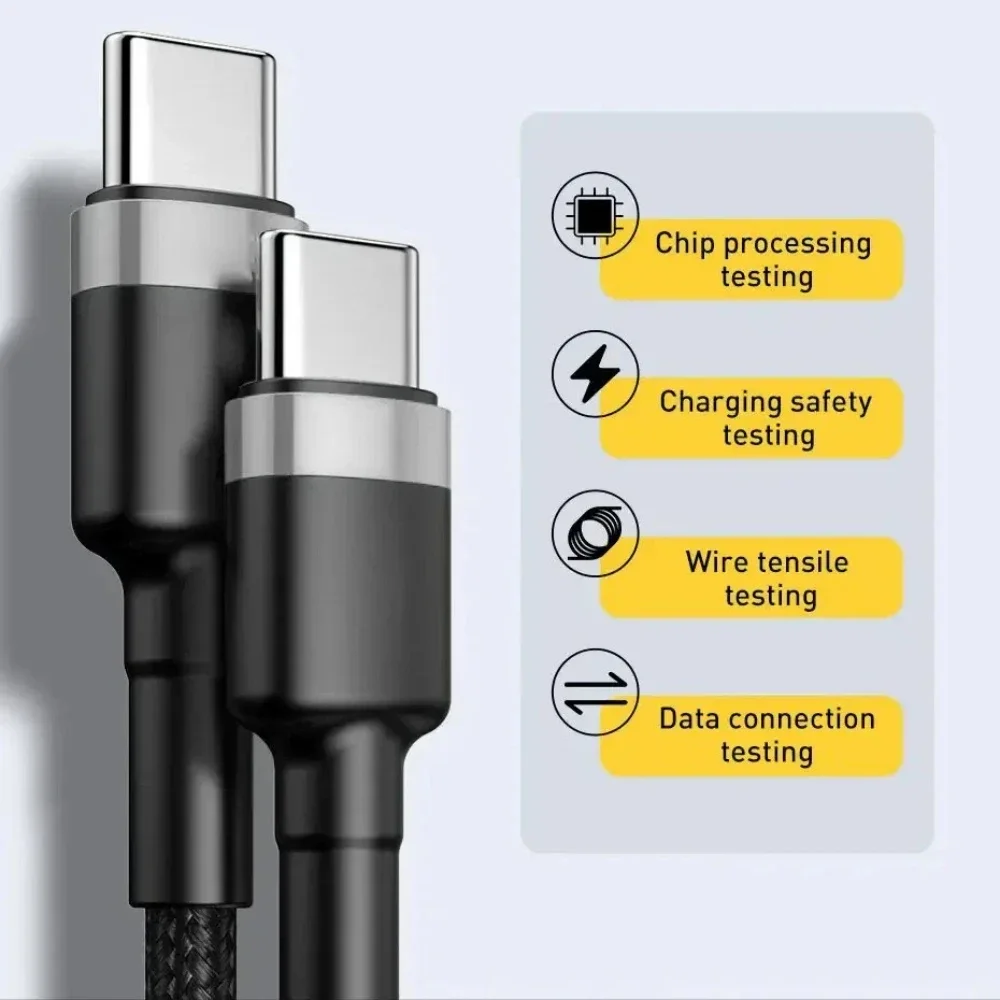 120W Type-C to Type-C 0.25m/1m/1.5m/2m Fast Charging Cable  Phone Accessories Nylon-Braided Cable for iPhone Samsung and Huawei