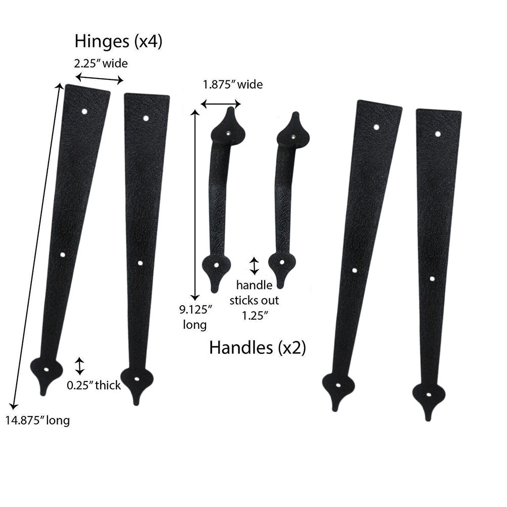 

Garage Door Handle Faux Hinges Iron Handles for Doors Durable Metal Easy Install Remove Adjust Weather Resistant Hardware