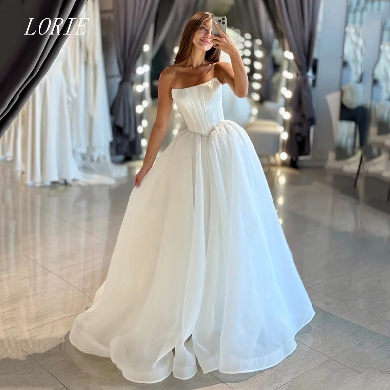

LORIE Classical Bar A Line Wedding Dress Elegant Strapless Bridal Dresses Sweetheart Wedding Gown Customized 2026