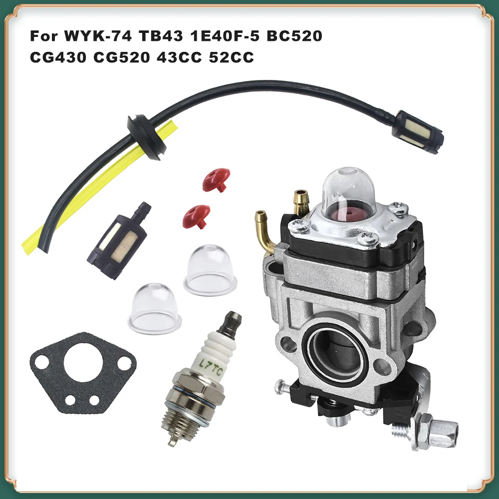 

WYK-74 Carburetor for 43CC-52CC Engines - Compatible with TB43, 1E40F-5, BC520, CG430, CG520 Brush Cutter