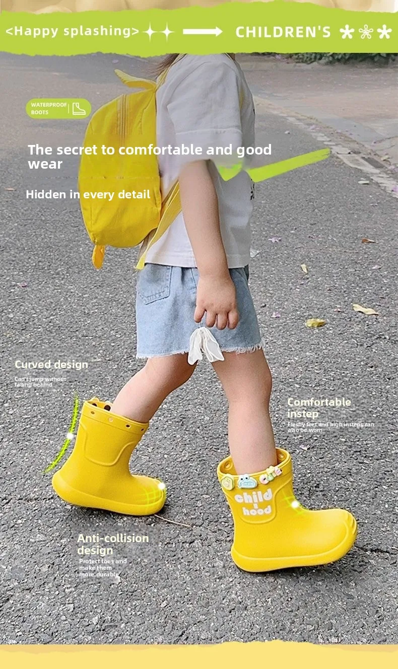 2026 Kinder Regenstiefel Mädchen Jungen Regenstiefel Rutschfeste Kinder Baby Regenschuhe PVC Wasserdichte Halbhohe Wasserschuhe Weiches Gummi – Detail 9