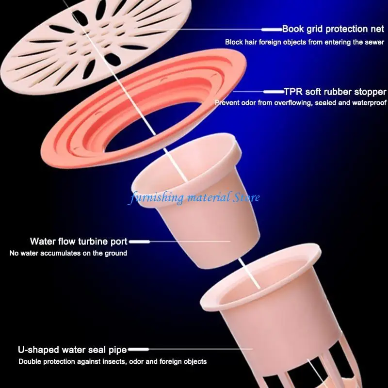 

Y5GD Bathroom Sewer Hair Catcher Kitchen Sink Plug Deodorant Cover Wash Basin Anti-blocking Silicone Floor Drain Cover