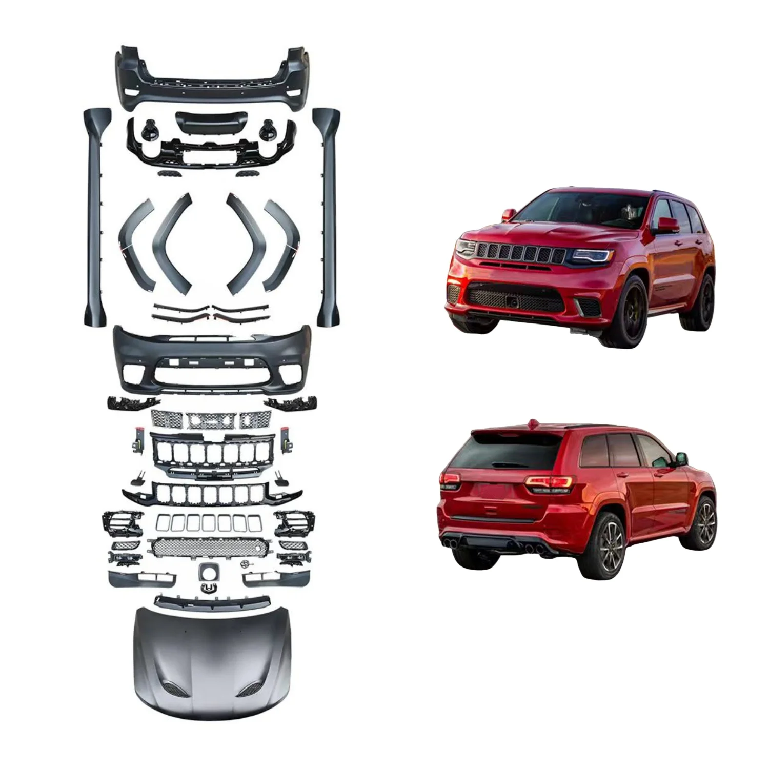 Wholesaler SRT Style Upgrade Kit Body Kit for  Grand Cherokee WK2 Front Rear Bumper Grille Side Skirts Hood