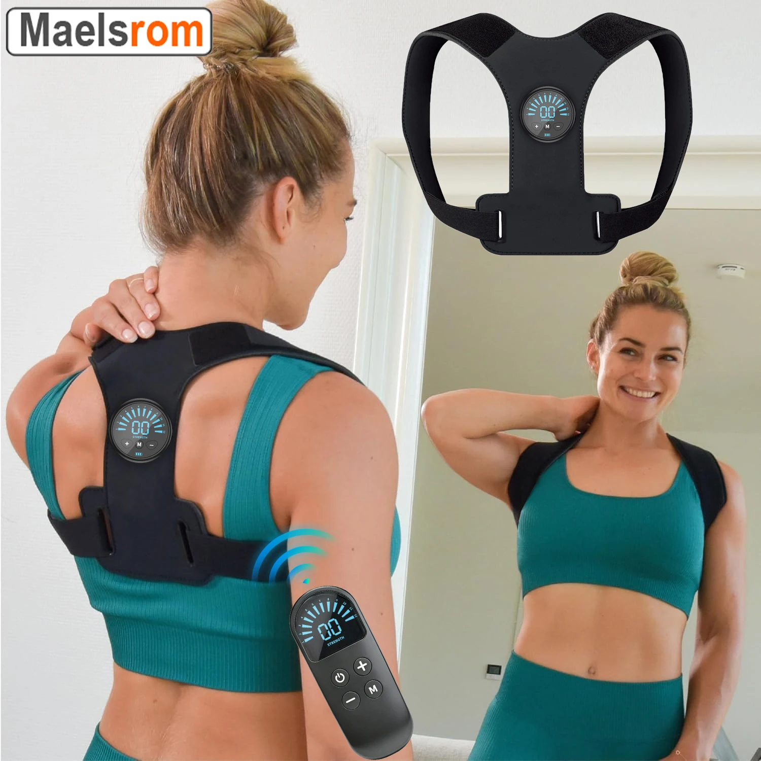 12 Models EMS Back Massager Muscle Stimulator Portable Pain Relief Device for Shoulder Neck Adjustable Posture Corrector Belt