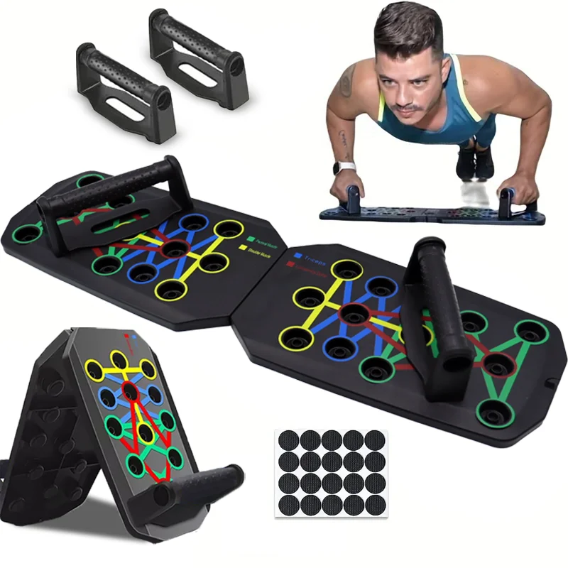 Juego de tabla de flexiones multifuncional portátil con asas, equipo de Fitness plegable para entrenamiento de pecho, Abdomen, brazos y espalda