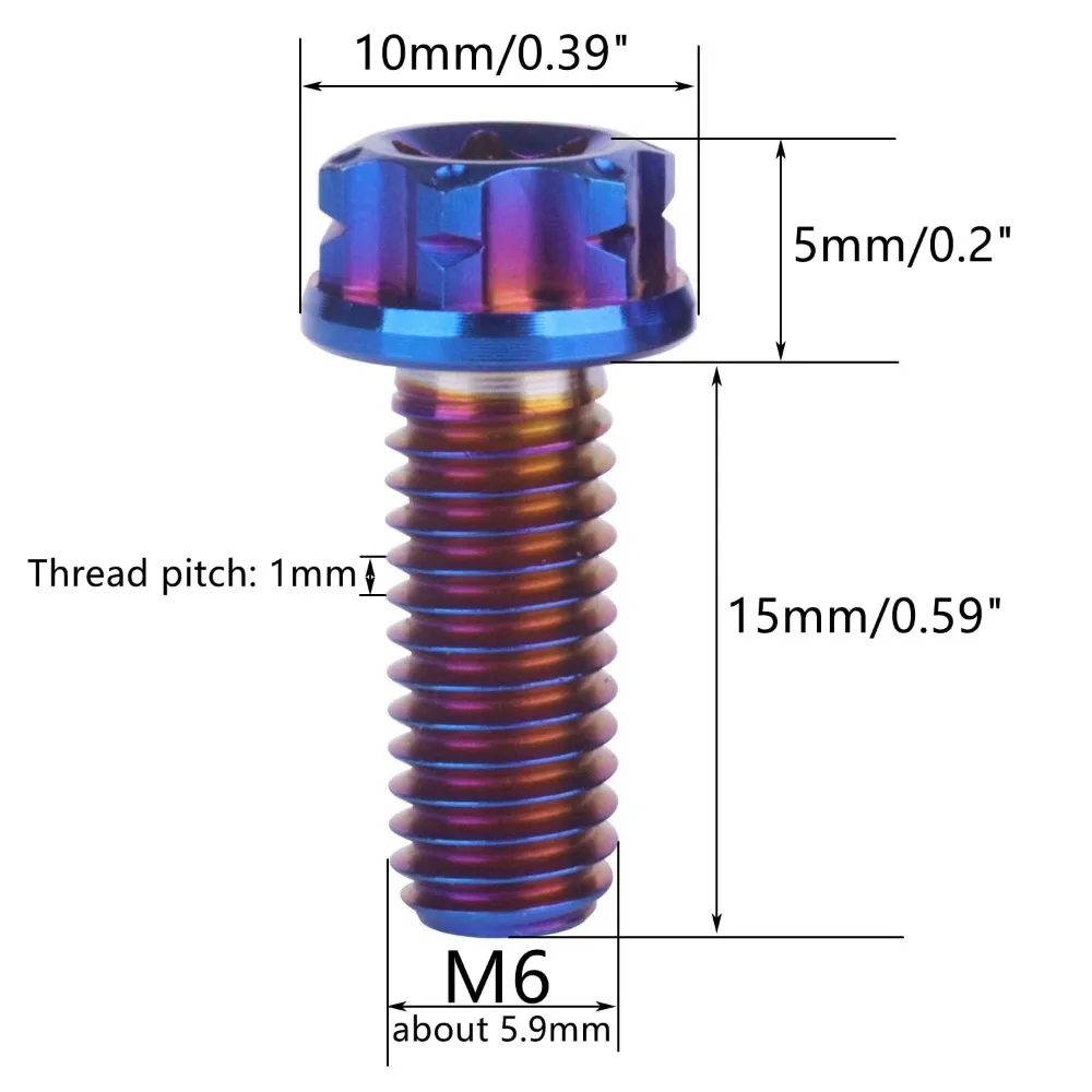 Decorative Screws GR5 Titanium Alloy Titanium Alloy Screws M6 10/15/20/25/30mm Titanium Bolt Fancy Screws
