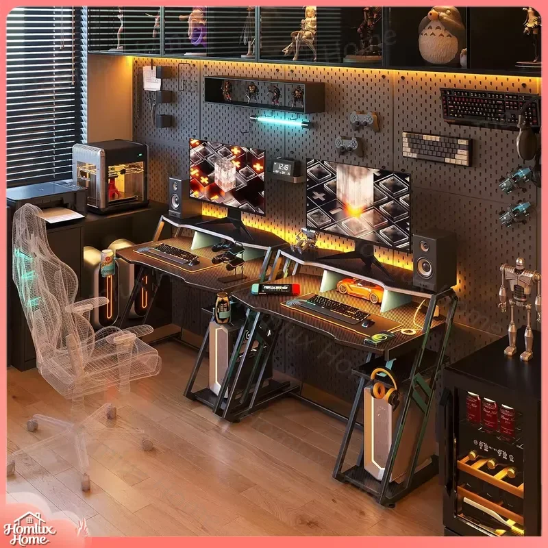 Free Sample Custom Z Shaped RGB Gaming Desk with Staple Board Removable Monitor Stand PC Desk for Esports Setup Ergonomic