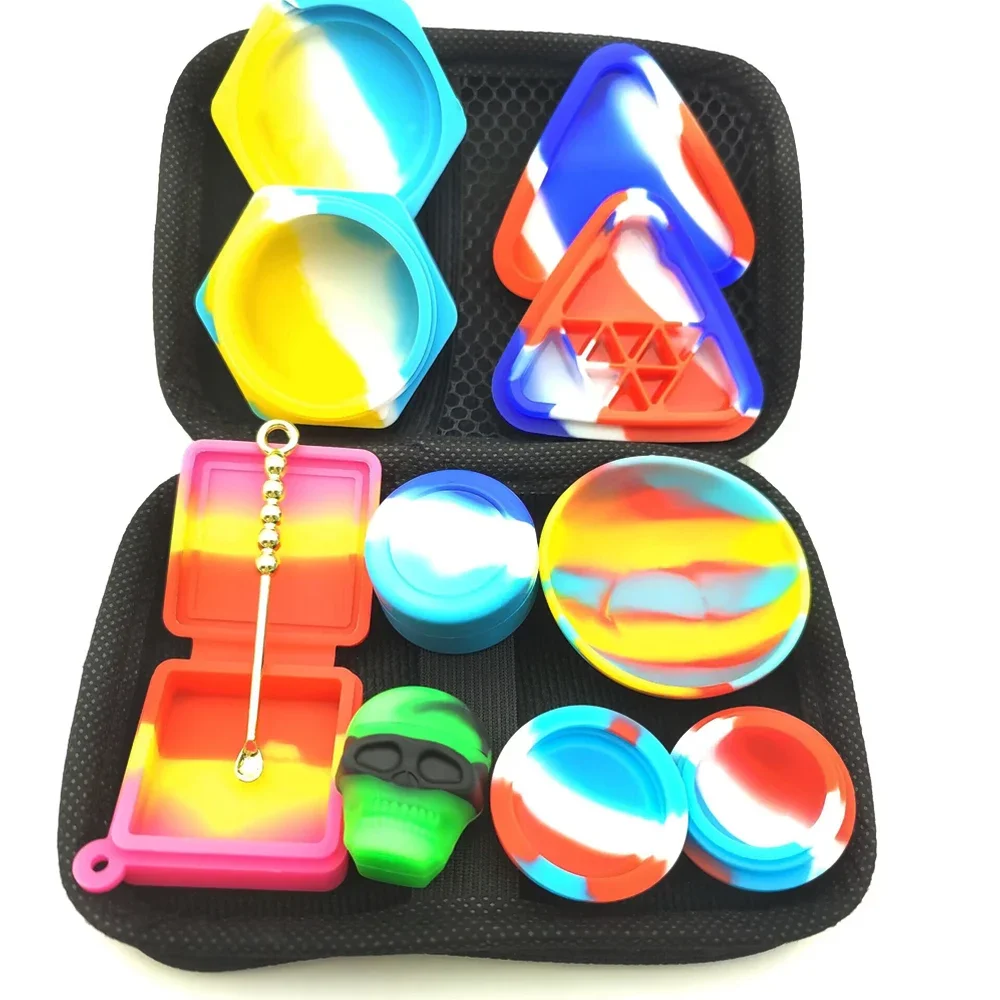 1Set Nonstick Silicone Jar Slick Silicone Containers Oil Storage Box Face Cream Makeup Smoking Accessories