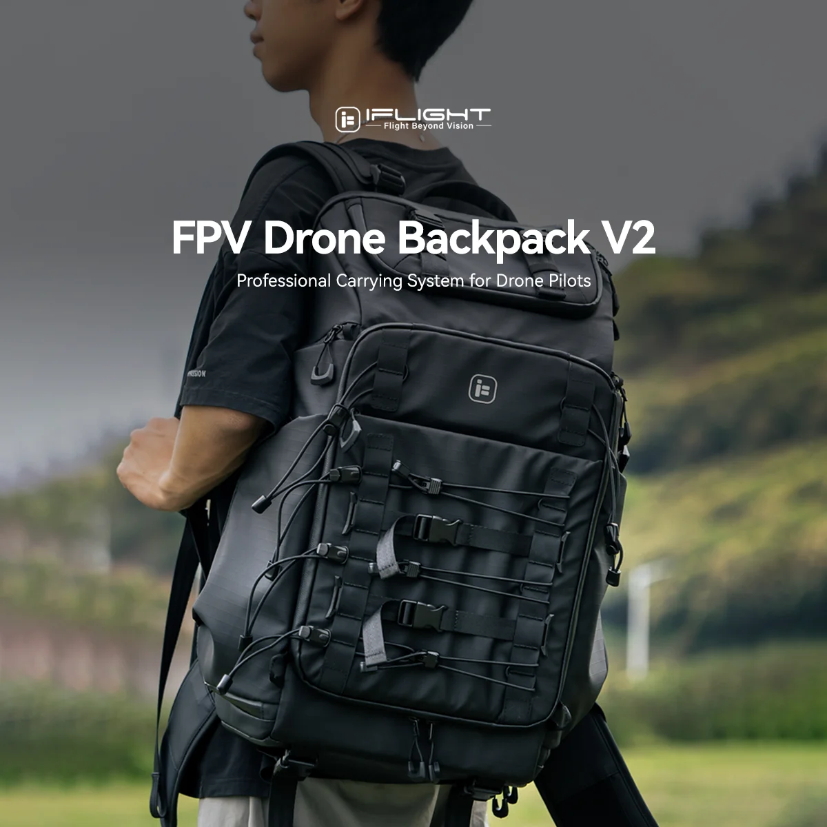 IFlight FPV Drone Backpack V2 540X380X220mm 35 Liter Volume Resizable Compartments Ntegrated RGB Light Strips for FPV Drone