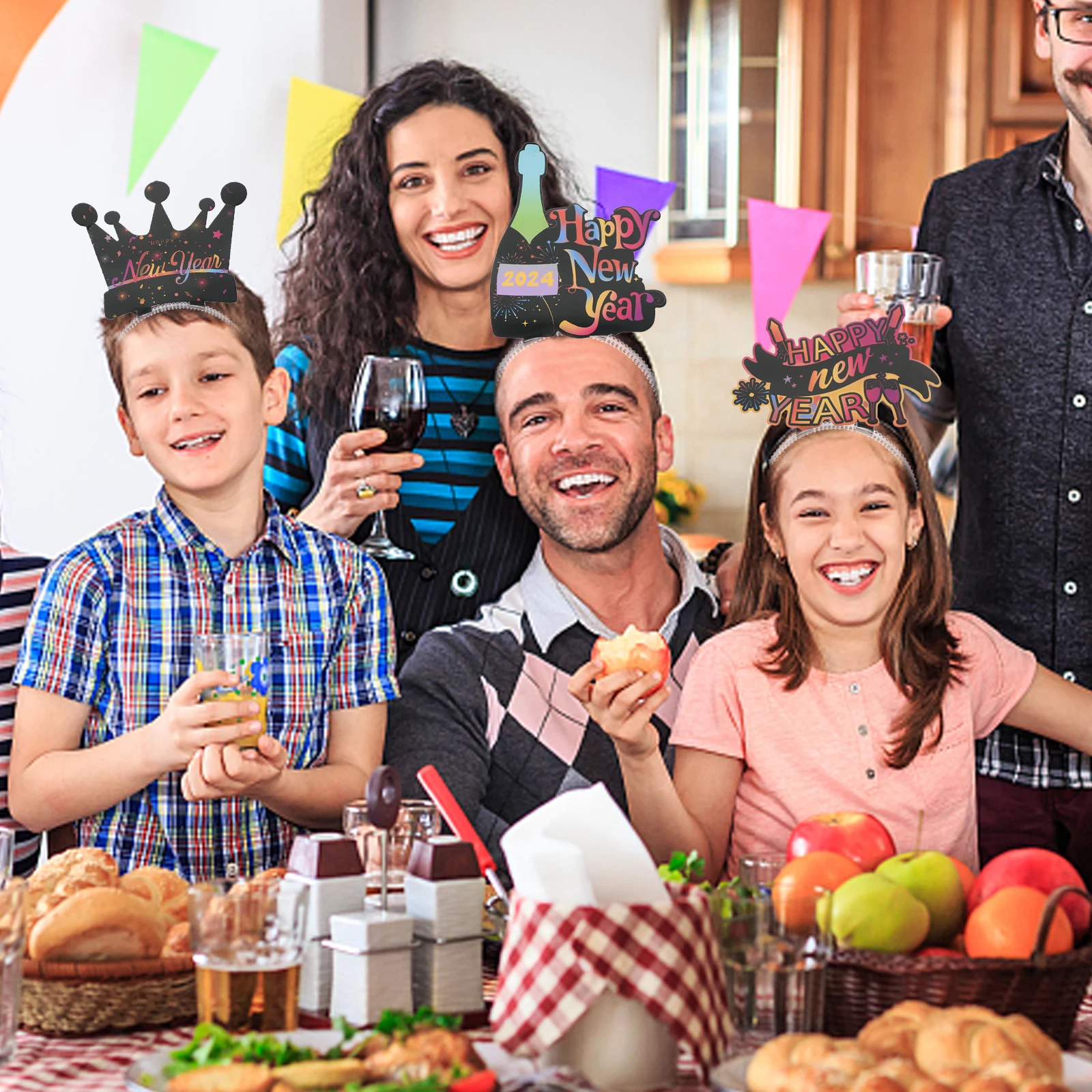 ที่คาดผมปีใหม่ 6 ชิ้น สำหรับงานปาร์ตี้ น้ำหนักเบา ใช้ซ้ำได้ เหมาะสำหรับงานเต้นรำ ถ่ายรูปในบูธถ่ายภาพ ของชำร่วยงานปาร์ตี้ เครื่องประดับผม